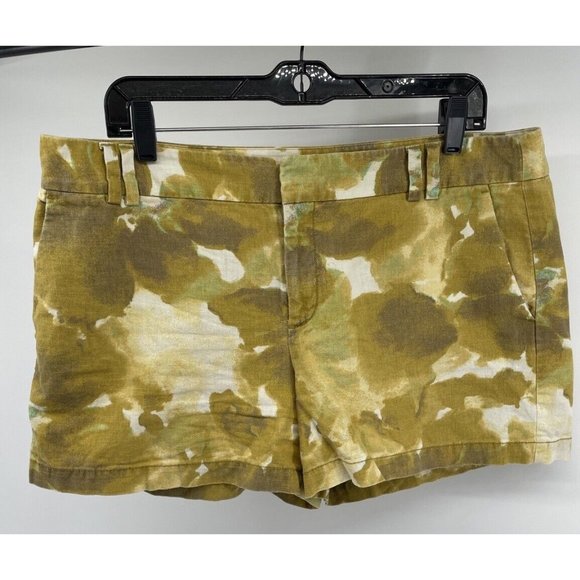 Ann Taylor Loft Womens Shorts 12 Linen Blend Yellow Tie Dye Boho Hippie Y2K - Picture 1 of 6